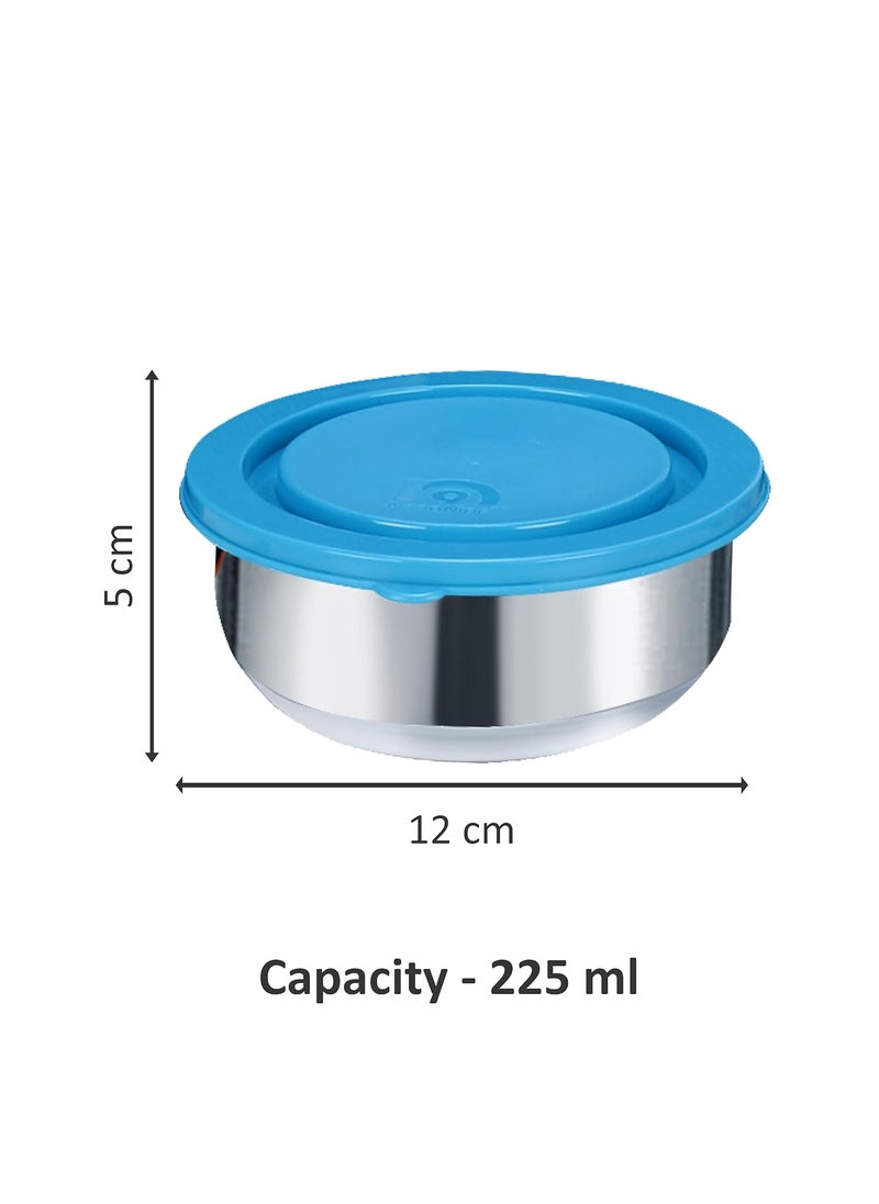 NanoNine Tiffiny Double Wall Insulated Stainless Steel Lunch Box with Insulated Bag, 225 ml, 2 pc, Navy Blue