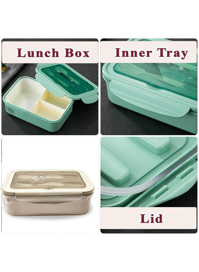 FunBlast Lunch Box, 3 Compartment Lunch Box for Kids, 1400 ML Lunch Box for School, Kids Lunch Box for School, Lunch Box with Spoon and Fork for Kids (Food Grade Plastic) Random Color