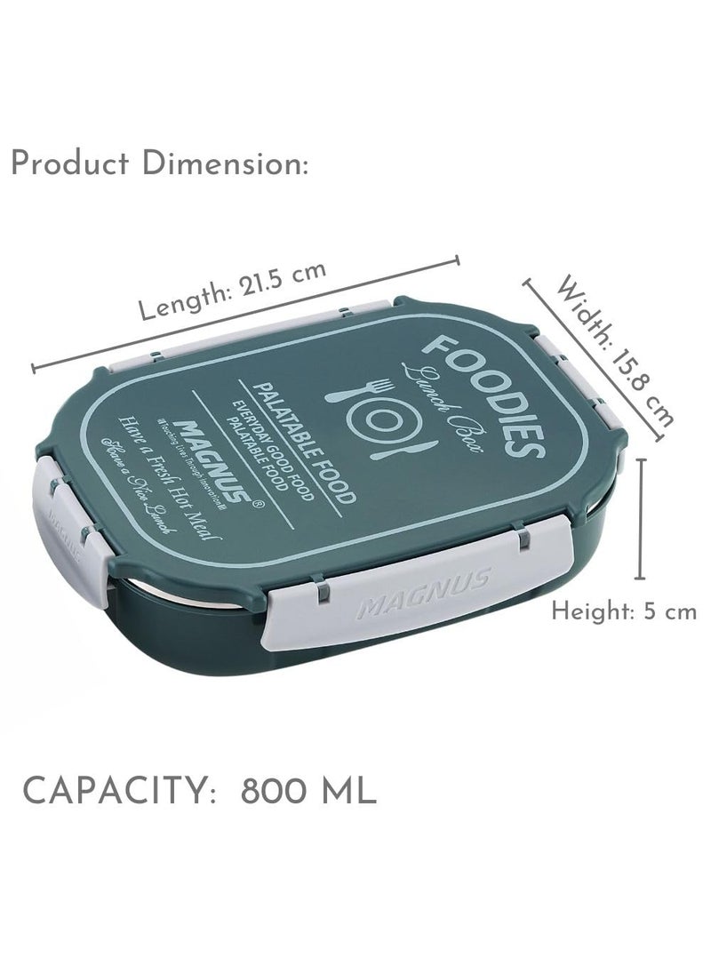 Magnus Spike Lunch Box SP (Green) - Stainless Steel Lunch Box Set with Leakproof Containers (800ml & 150ml) - Ideal Lunch Box for Kids & Lunch Boxes for Office Men, Women - Airtight & Insulated Design