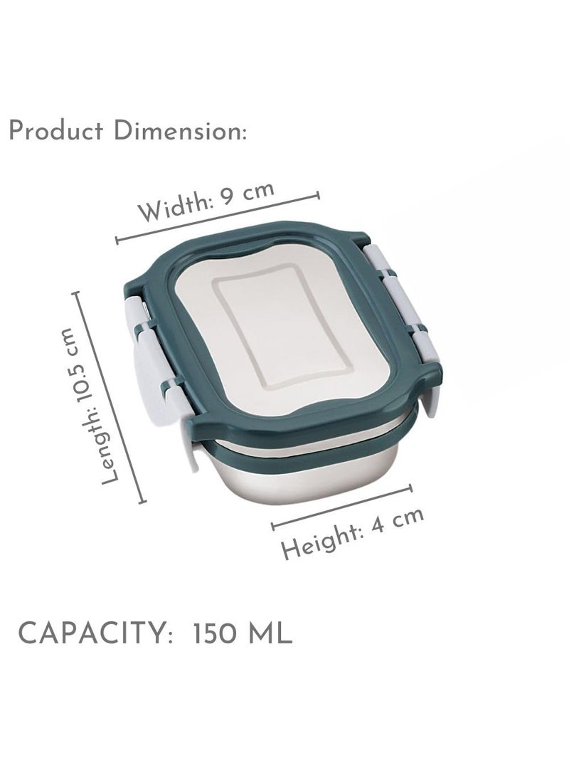 Magnus Spike Lunch Box SP (Green) - Stainless Steel Lunch Box Set with Leakproof Containers (800ml & 150ml) - Ideal Lunch Box for Kids & Lunch Boxes for Office Men, Women - Airtight & Insulated Design
