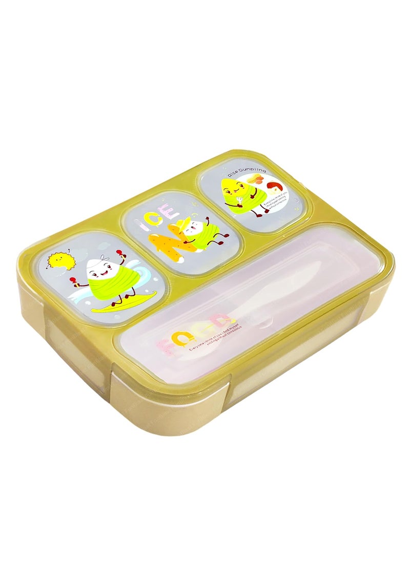 FunBlast Bento Lunch Box for Kids-Compartment Lunch Box for Kids with Spoon, Lunch Box for School, Grid Lunch Box for Office Men and Women (Sea Green)