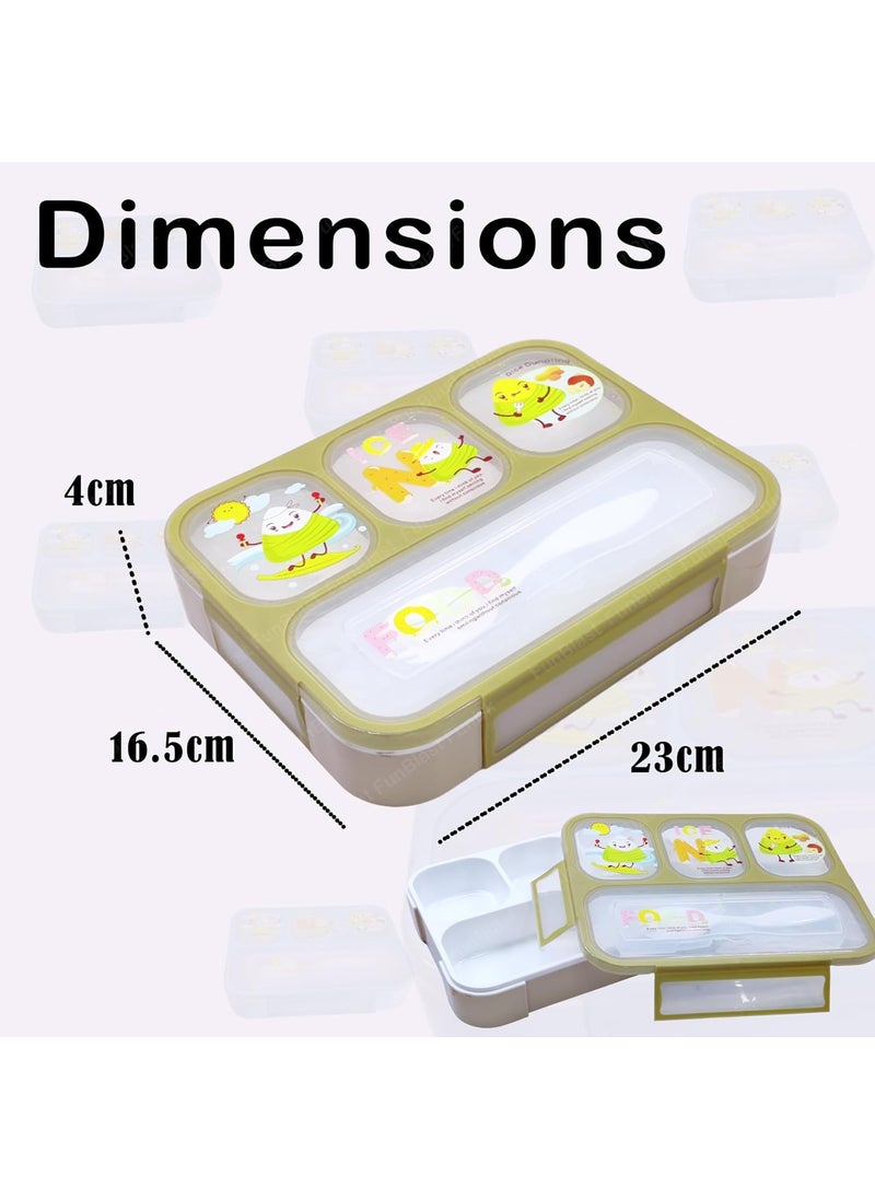 FunBlast Bento Lunch Box for Kids-Compartment Lunch Box for Kids with Spoon, Lunch Box for School, Grid Lunch Box for Office Men and Women (Sea Green)