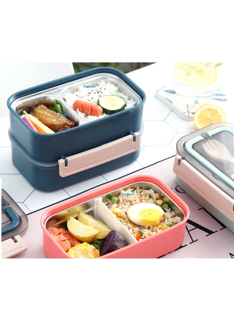 FunBlast Lunch Box for Kids – Lunch Box with Stainless Steel Inner Case, Fork & Spoon, Insulated Lunch Box for Office, Tiffin Box for Office, BPA Free Lunch Box – 650 ML (Blue)