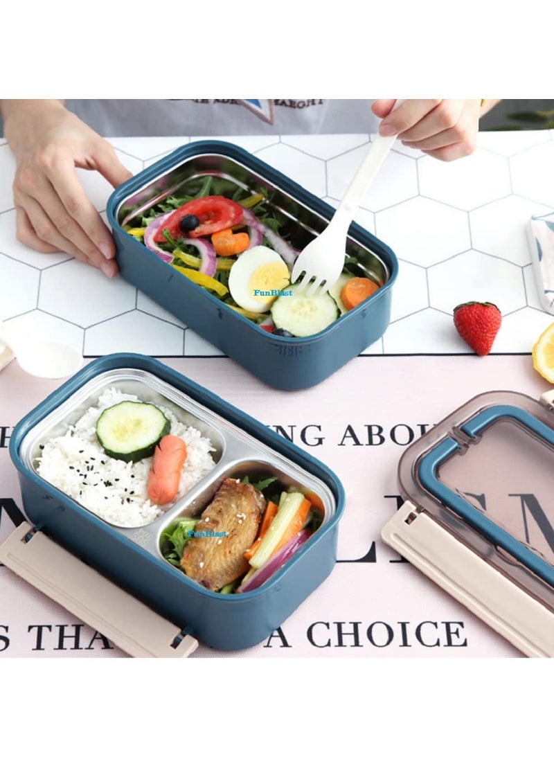 FunBlast Lunch Box for Kids – Lunch Box with Stainless Steel Inner Case, Fork & Spoon, Insulated Lunch Box for Office, Tiffin Box for Office, BPA Free Lunch Box – 650 ML (Blue)