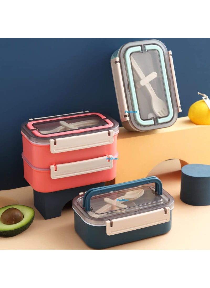 FunBlast Lunch Box for Kids – Lunch Box with Stainless Steel Inner Case, Fork & Spoon, Insulated Lunch Box for Office, Tiffin Box for Office, BPA Free Lunch Box – 650 ML (Blue)