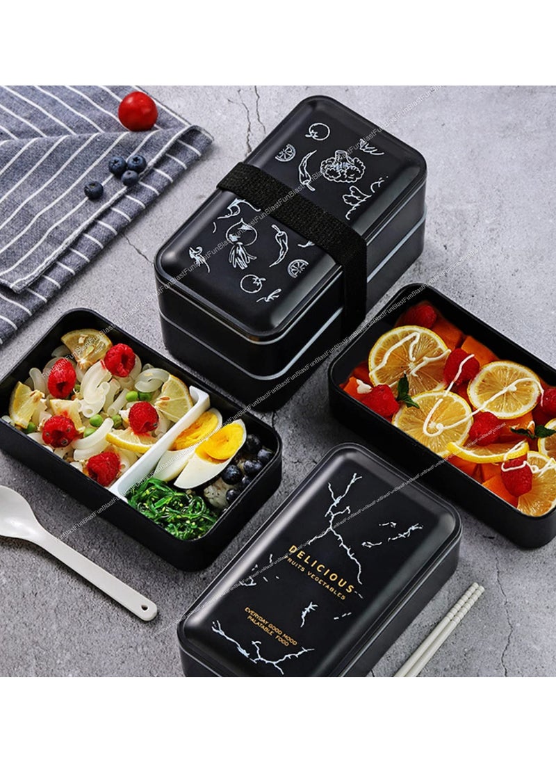 FunBlast Fruit Lunch Box for Kids – Japanese Lunch Box with Spoon & Fork, Double Layer Lunch Box for School, Office, Picnic, Bento Box Lunch Box - for Dry Foods Only – 1200 ML - Multicolor