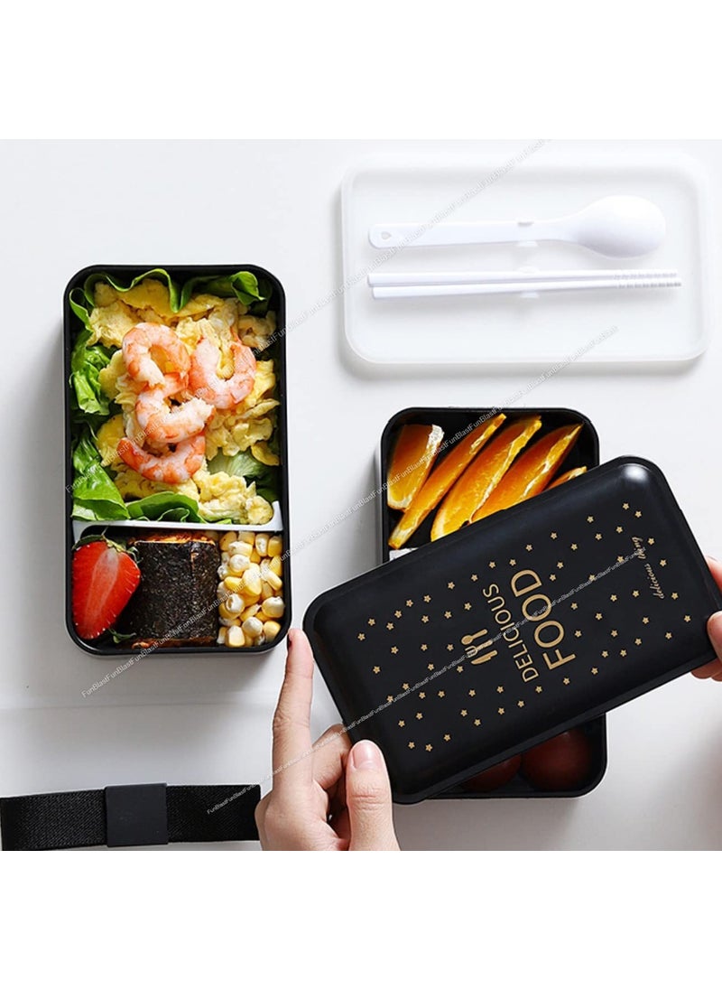 FunBlast Fruit Lunch Box for Kids – Japanese Lunch Box with Spoon & Fork, Double Layer Lunch Box for School, Office, Picnic, Bento Box Lunch Box - for Dry Foods Only – 1200 ML - Multicolor