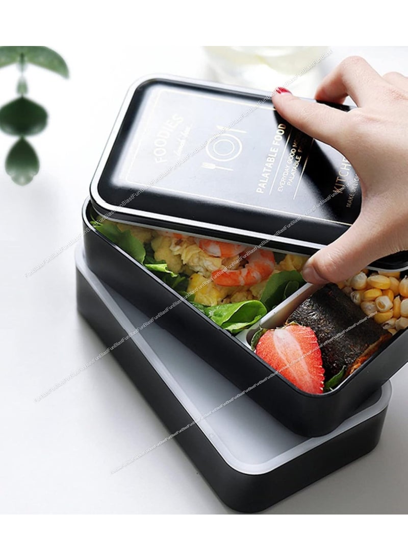 FunBlast Fruit Lunch Box for Kids – Japanese Lunch Box with Spoon & Fork, Double Layer Lunch Box for School, Office, Picnic, Bento Box Lunch Box - for Dry Foods Only – 1200 ML - Multicolor