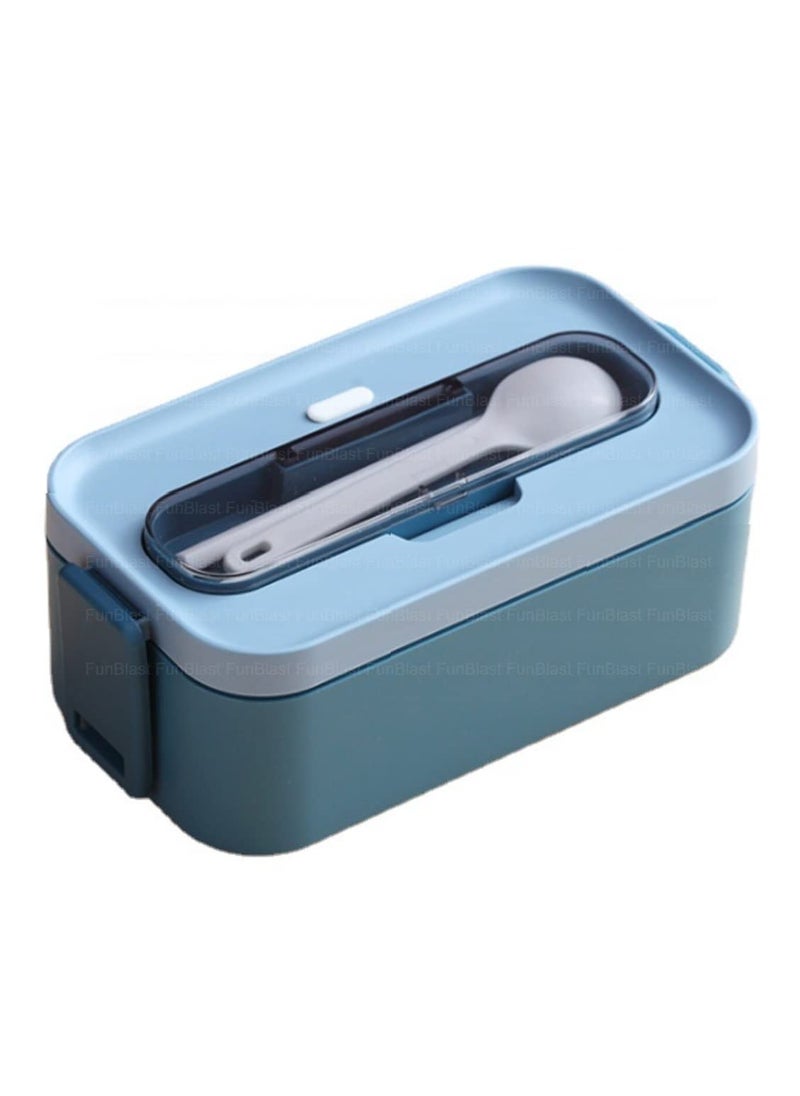 FunBlast Lunch Box for School Kids – Plastic Lunch Box with Spoon and Fork, Tiffin Box for School, Food Grade Lunch Box for Kids, Lunch Box for Dry Foods - 1000 ML (Blue)