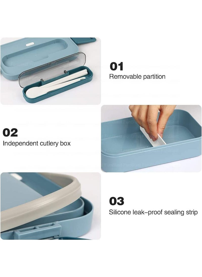 FunBlast Lunch Box for School Kids – Plastic Lunch Box with Spoon and Fork, Tiffin Box for School, Food Grade Lunch Box for Kids, Lunch Box for Dry Foods - 1000 ML (Blue)