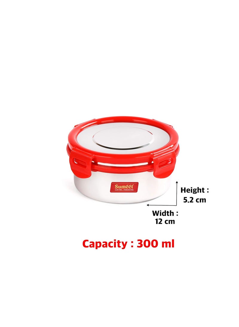 Sumeet Airtight & Leak Proof Steelexo S.S. Container/Lunch Box with Stainless Steel Lid Set of 2Pcs (300Ml Each)
