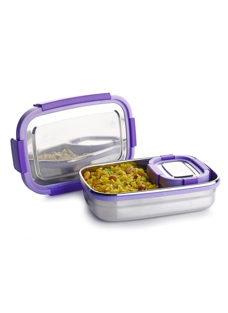 Ganesh Shine Stainless Steel Airtight Leak-Proof Lunch Box for Office, School, Picnic - 900ml - Color May Vary