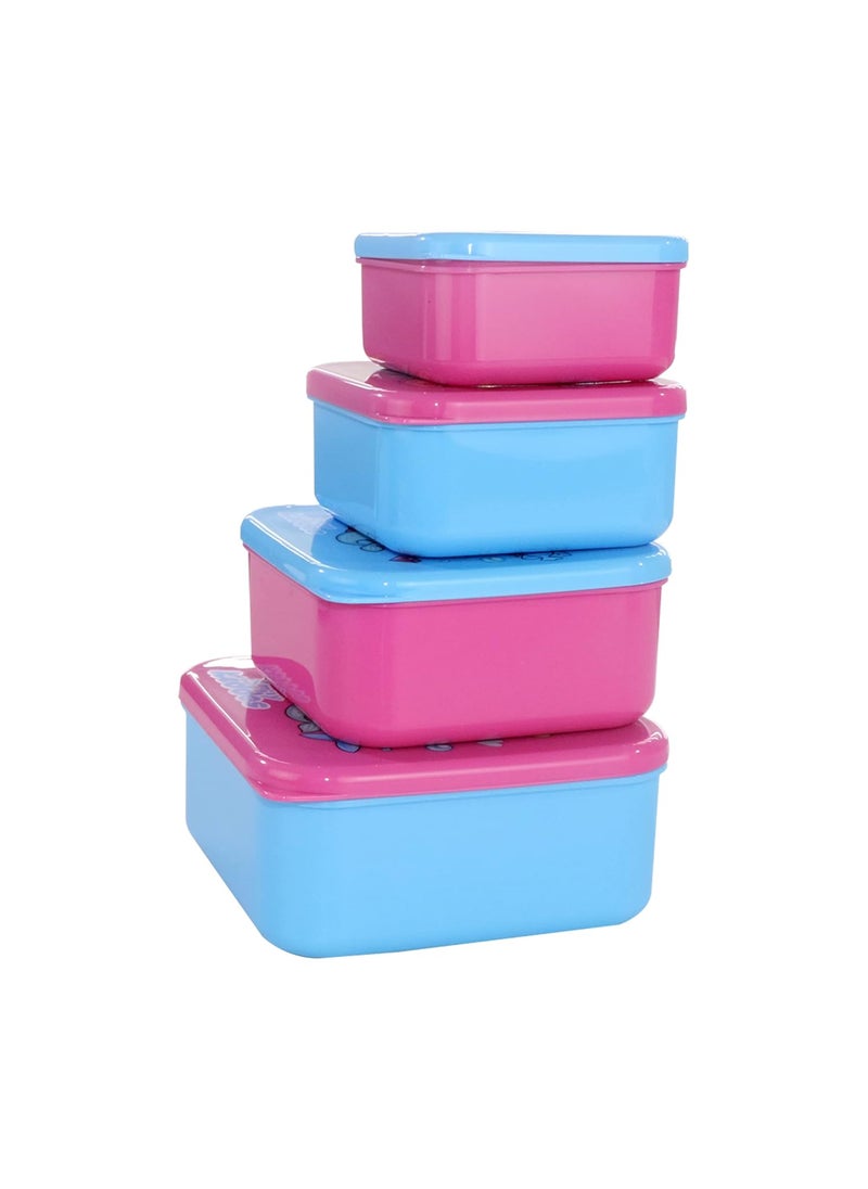 Smily Kiddos 4 in 1 Container-Mermaid Theme Microwave Safe Food Storage Lunch Box Freezer & Dishwasher Safe Removable Compartment Food Containers