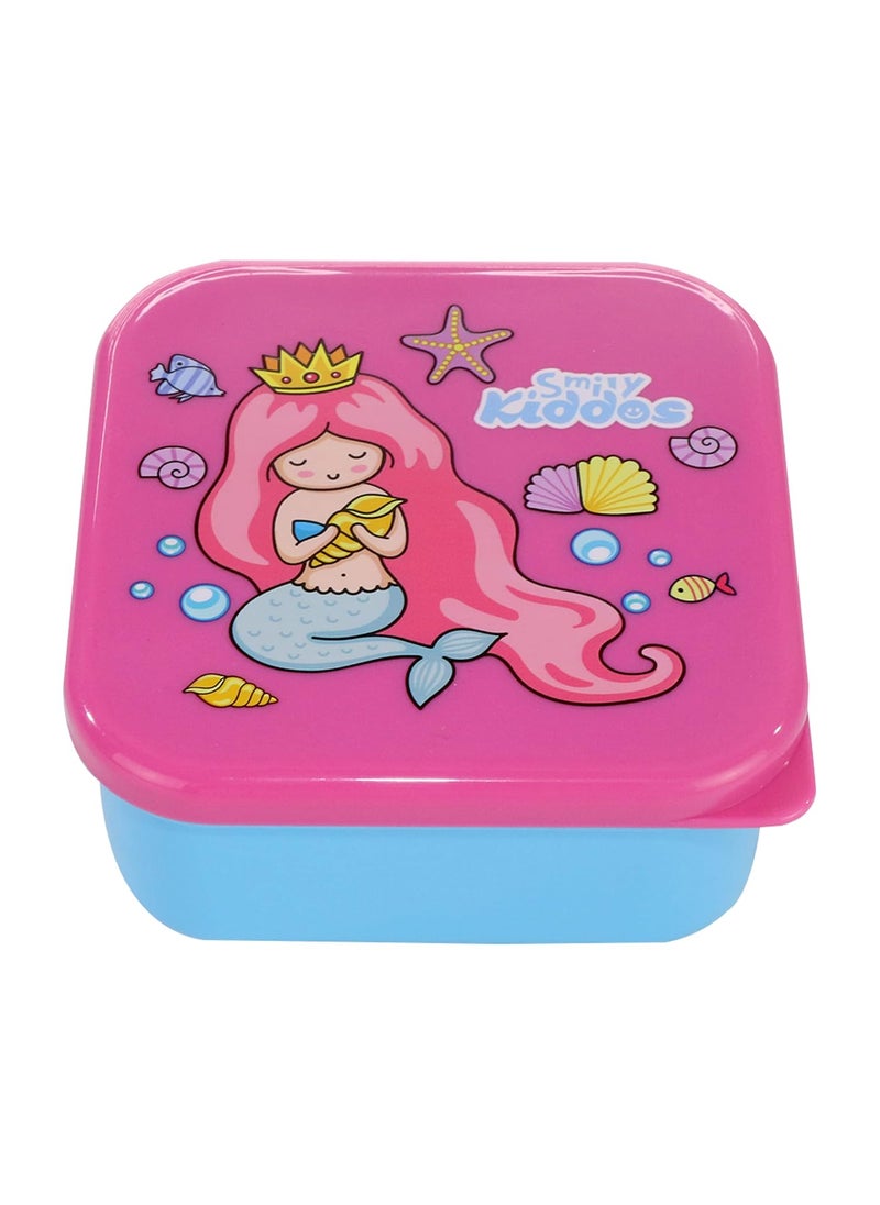 Smily Kiddos 4 in 1 Container-Mermaid Theme Microwave Safe Food Storage Lunch Box Freezer & Dishwasher Safe Removable Compartment Food Containers