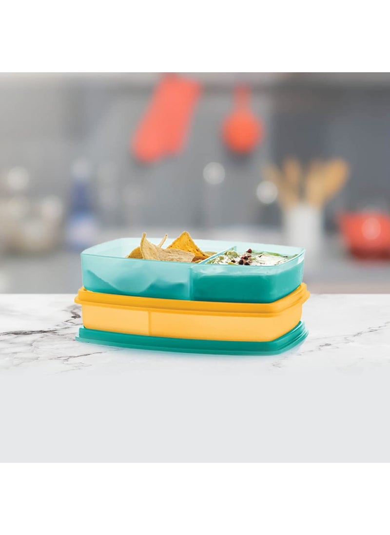 Tupperware Slim Divided Lunch Container (Set of 2), Yellow & Blue