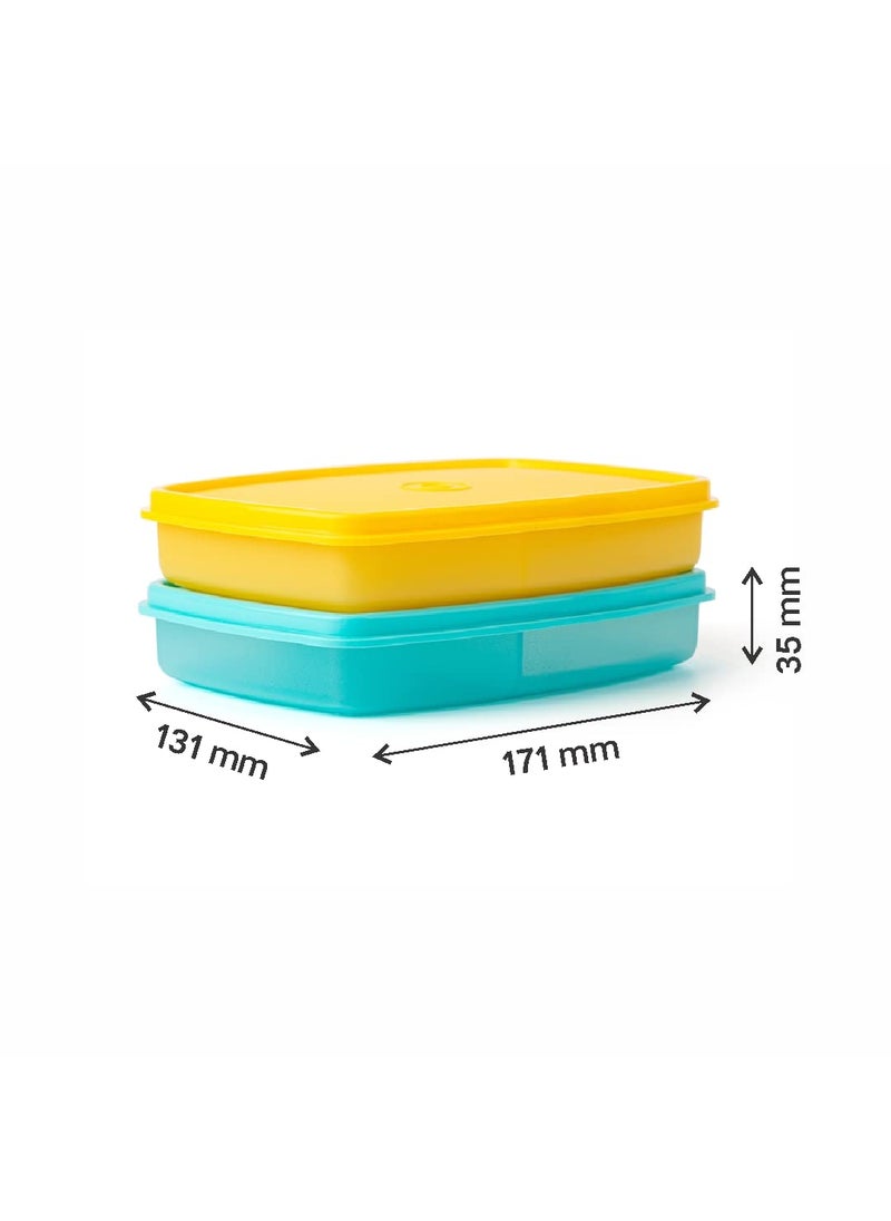 Tupperware Slim Divided Lunch Container (Set of 2), Yellow & Blue