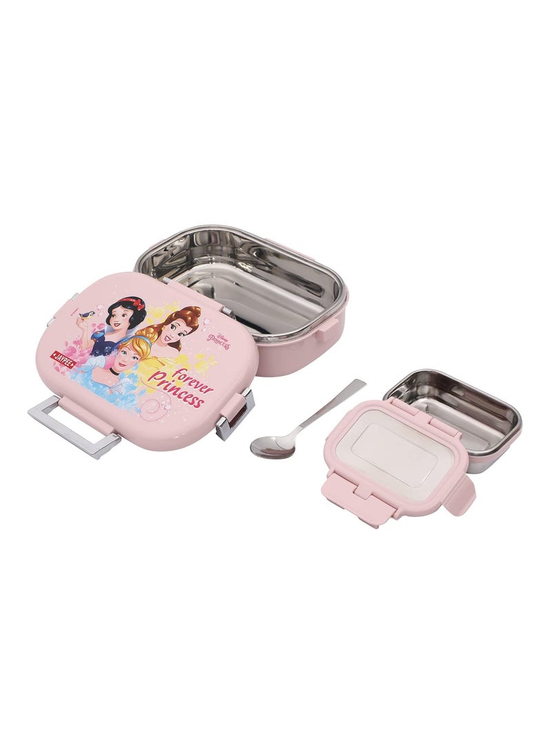 JAYPEE Stainless Steel Insulated Lunch Box for Kids Missteel Forever Princess Light Pink, 500 ml, Suitable for School, Offices and picnics,