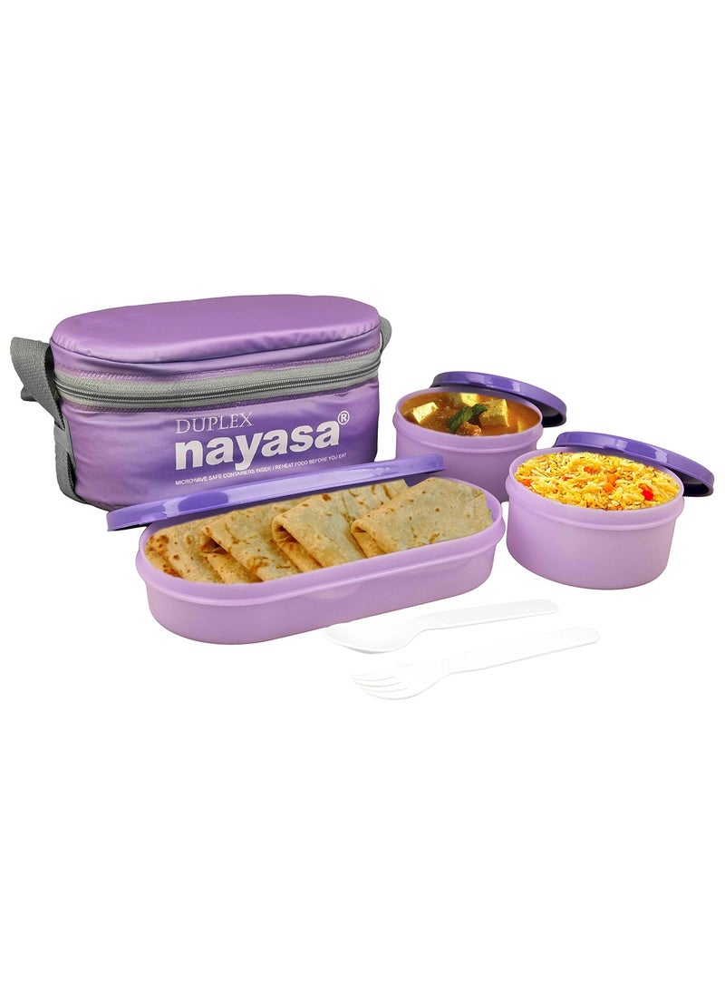 Nayasa Superplast Duplex Plastic Lunch Box, 6-Pieces, Purple
