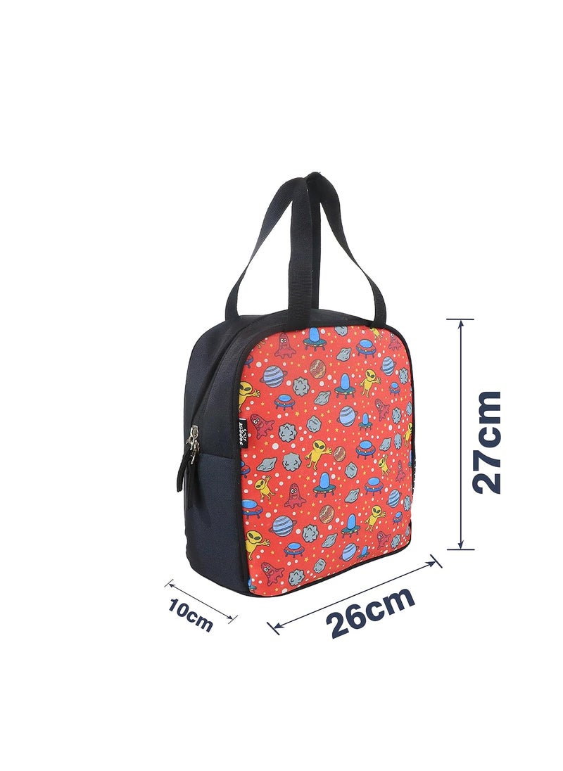Smily Kiddos Joy Lunch Bag- Alien Theme - Red| one Main Compartment | Best Birthday Return Gifts for Boys & Girls