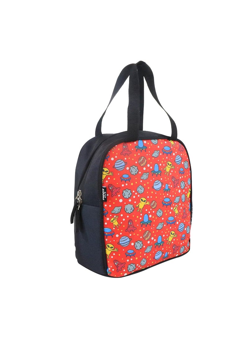Smily Kiddos Joy Lunch Bag- Alien Theme - Red| one Main Compartment | Best Birthday Return Gifts for Boys & Girls