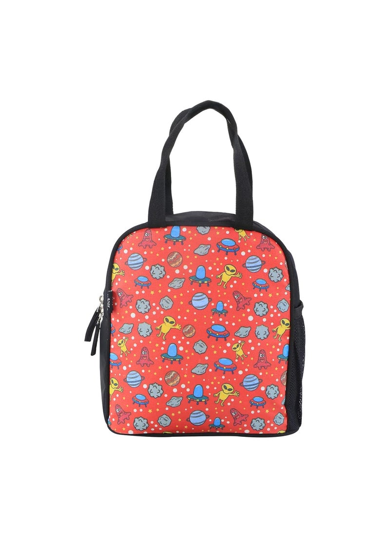 Smily Kiddos Joy Lunch Bag- Alien Theme - Red| one Main Compartment | Best Birthday Return Gifts for Boys & Girls