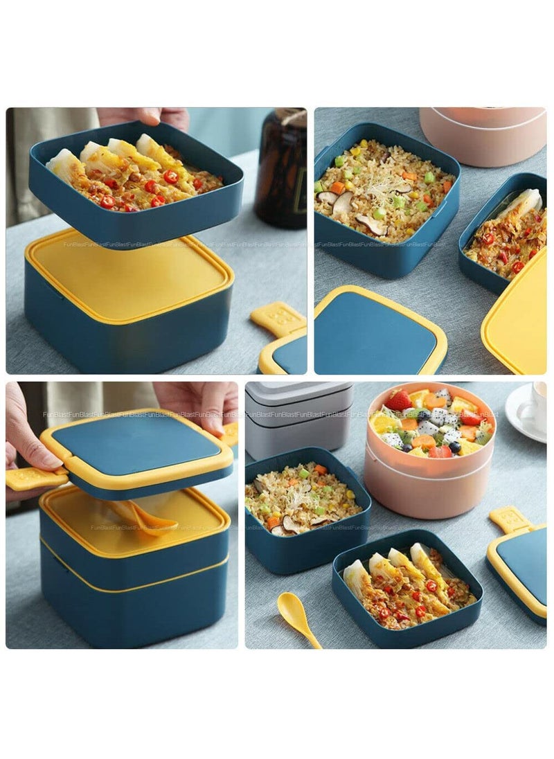 FunBlast Lunch Box for Kids - Lunch Box, Tiffin Box, Plastic Lunch Box, Lunch Box with Compartments, Lunch Box for Office, Lunch Box with Spoon, School Lunch Box for Kids - 1300 ML (Blue)
