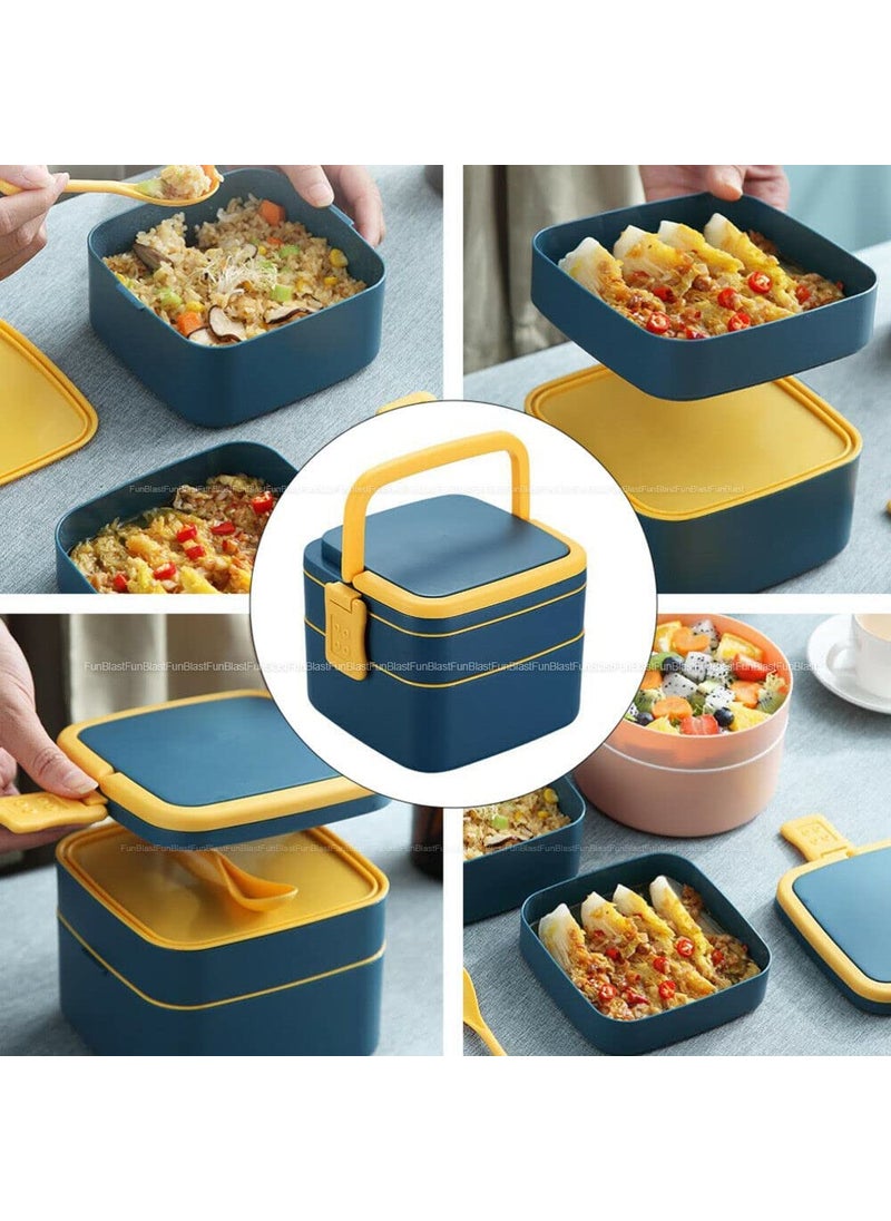 FunBlast Lunch Box for Kids - Lunch Box, Tiffin Box, Plastic Lunch Box, Lunch Box with Compartments, Lunch Box for Office, Lunch Box with Spoon, School Lunch Box for Kids - 1300 ML (Blue)
