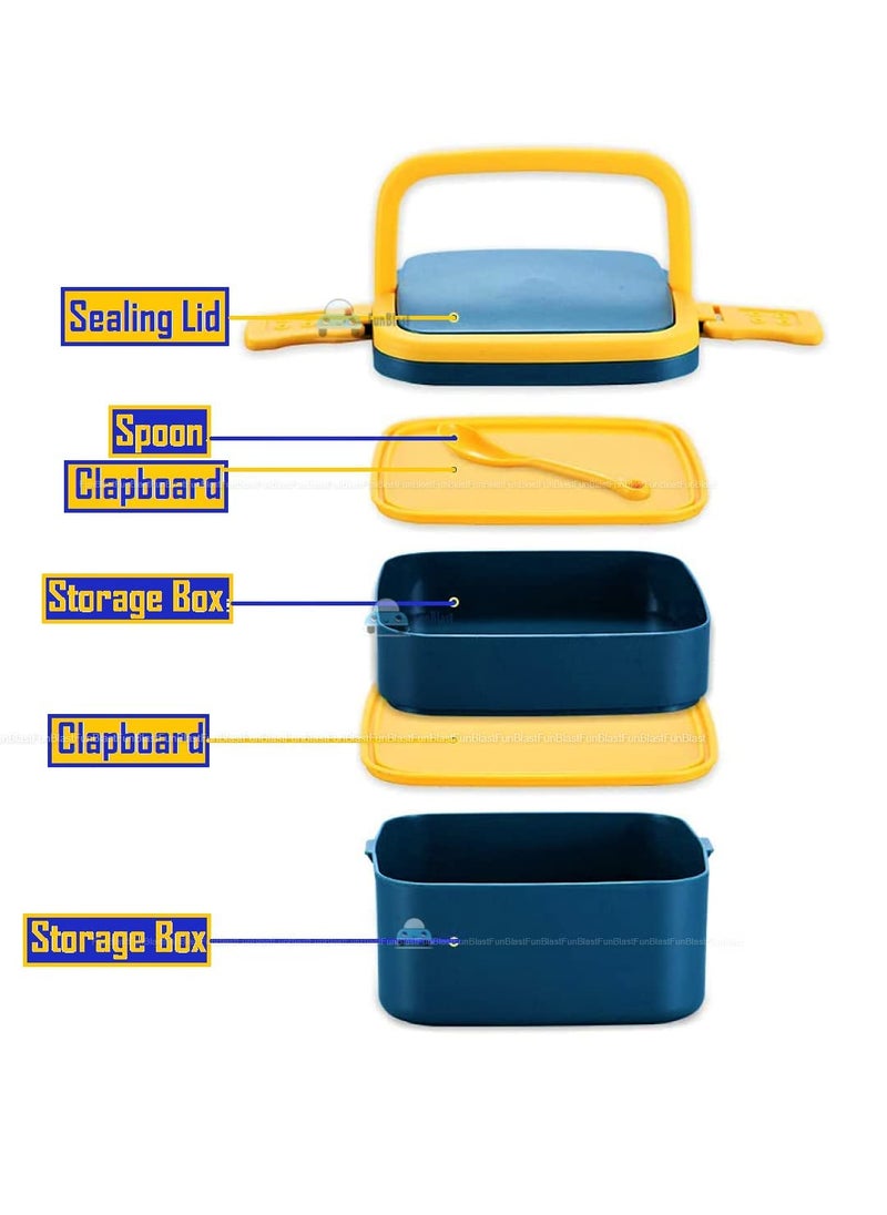 FunBlast Lunch Box for Kids - Lunch Box, Tiffin Box, Plastic Lunch Box, Lunch Box with Compartments, Lunch Box for Office, Lunch Box with Spoon, School Lunch Box for Kids - 1300 ML (Blue)