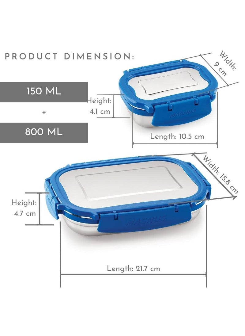 Magnus Bolt Deluxe Lunch Box with Bottle | Leakproof Stainless Steel Tiffin Box for School (950 ml) | Sporty Single Wall Bottle (550 ml) | Lunch Box for Kids | Lunch Boxes for Office Men