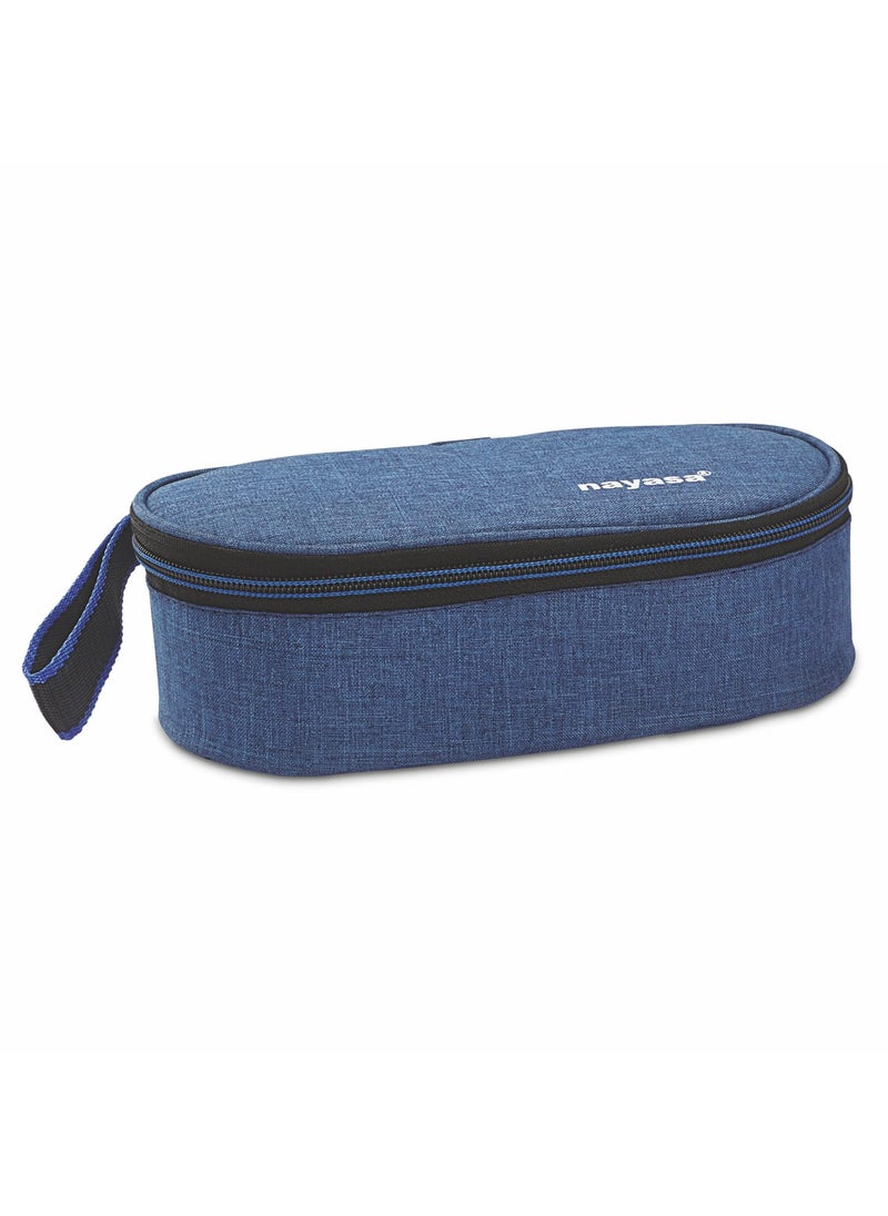 Nayasa Aqua Crunch 2 Lunch Box with 2 Inner Steel Container 300 ml Each | Airtight Lid with 3-Side Lock | Leakproof & Durable | Ideal for School, College, Office | Compact & Stylish | Blue