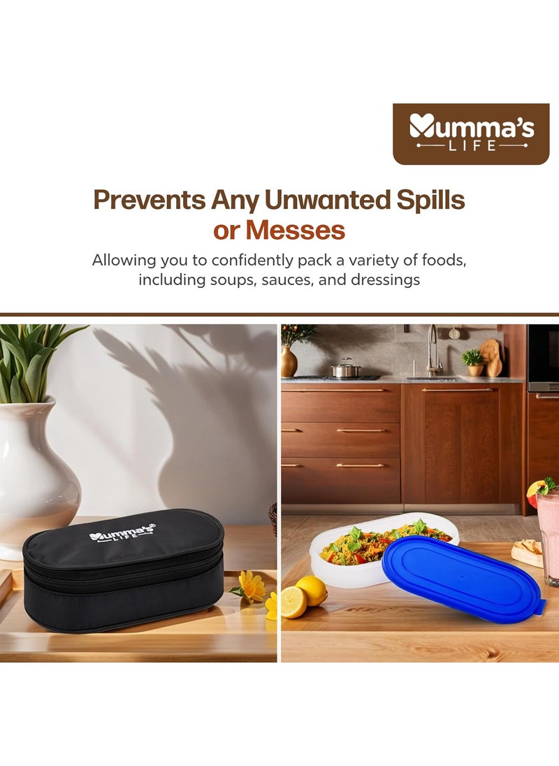 Mumma's LIFE Stainless Steel Lunch Box Suitable for School, Offices and picnics(280 ML) (Black) (GLORE)