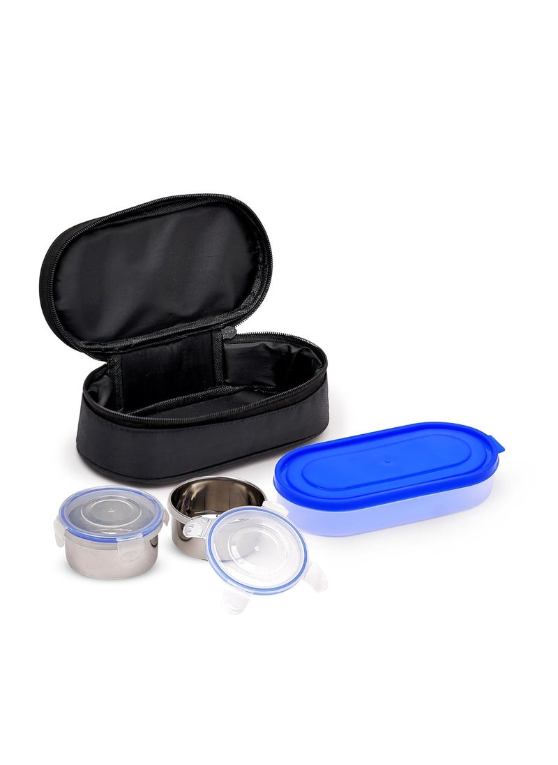 Mumma's LIFE Stainless Steel Lunch Box Suitable for School, Offices and picnics(280 ML) (Black) (GLORE)