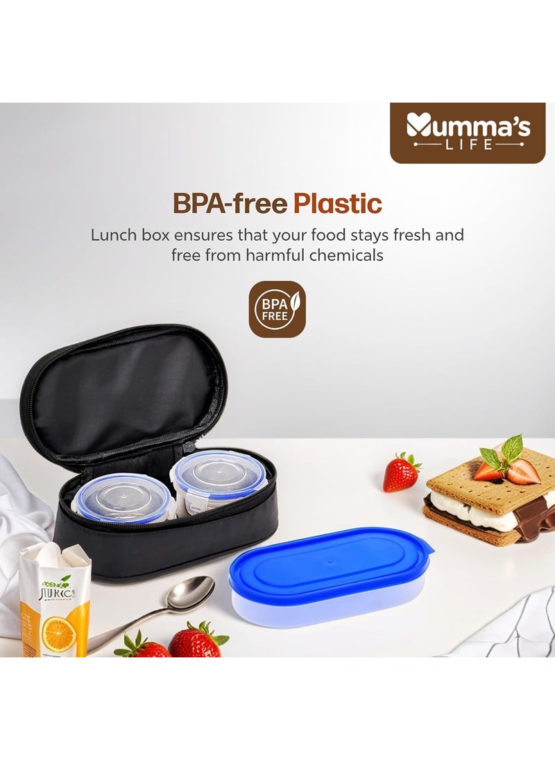 Mumma's LIFE Stainless Steel Lunch Box Suitable for School, Offices and picnics(280 ML) (Black) (GLORE)