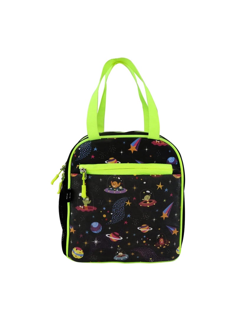 Smily Kiddos Joy Lunch Bag- Alien Blac Theme - Multicolor| one Main Compartment | Best Birthday Return Gifts for Boys & Girls