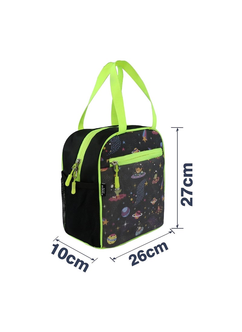 Smily Kiddos Joy Lunch Bag- Alien Blac Theme - Multicolor| one Main Compartment | Best Birthday Return Gifts for Boys & Girls