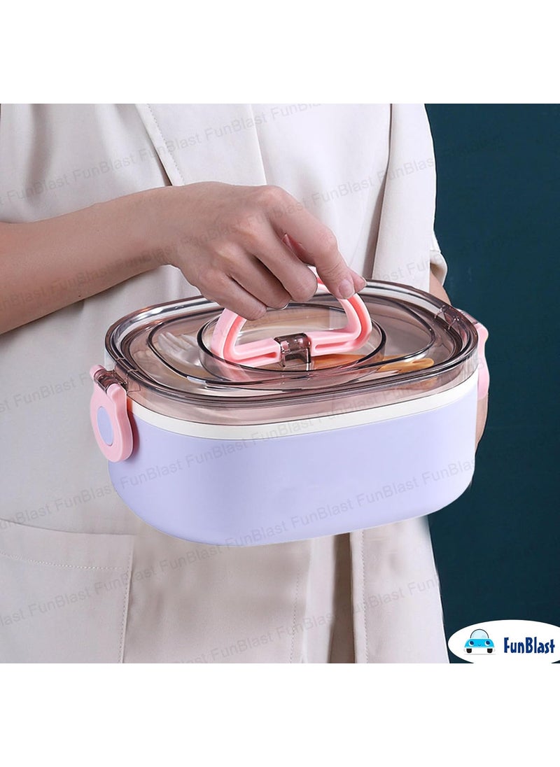 FunBlast Lunch Box for Kids- Stainless Steel Lunch Box for Kids, Tiffin Box, Bento Lunch Box with Fork, Lunch Box for Office Women & Men - 600 ML (Not Leak-Proof - for Dry Foods Only) (Purple)