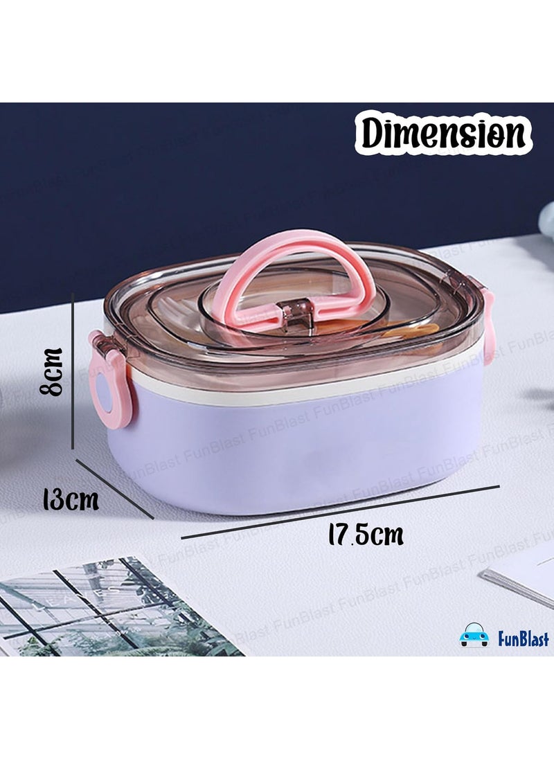 FunBlast Lunch Box for Kids- Stainless Steel Lunch Box for Kids, Tiffin Box, Bento Lunch Box with Fork, Lunch Box for Office Women & Men - 600 ML (Not Leak-Proof - for Dry Foods Only) (Purple)