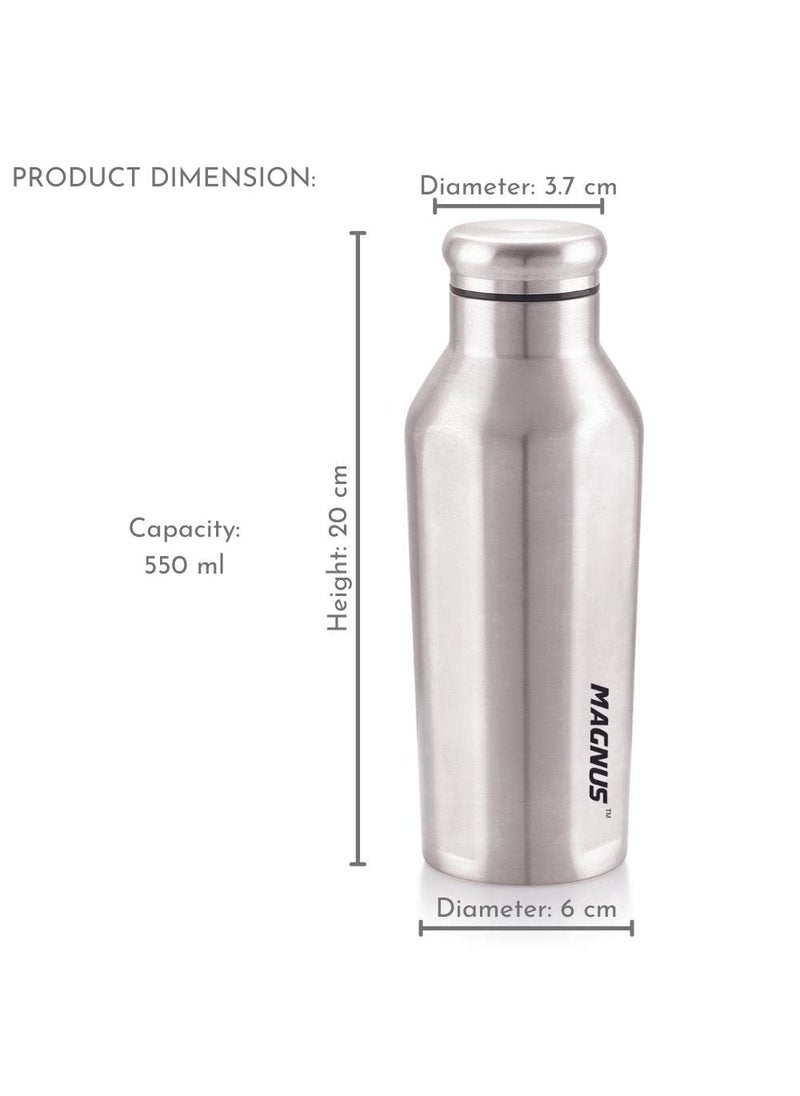 Magnus Olive 3 Airtight & Leakproof Stainless Steel Lunch Box with Bag (950 ml) + Sporty Single Walled Stainless Steel Bottle (550 ml) - Ideal Lunch Box for Kids and Lunch Boxes for Office Men