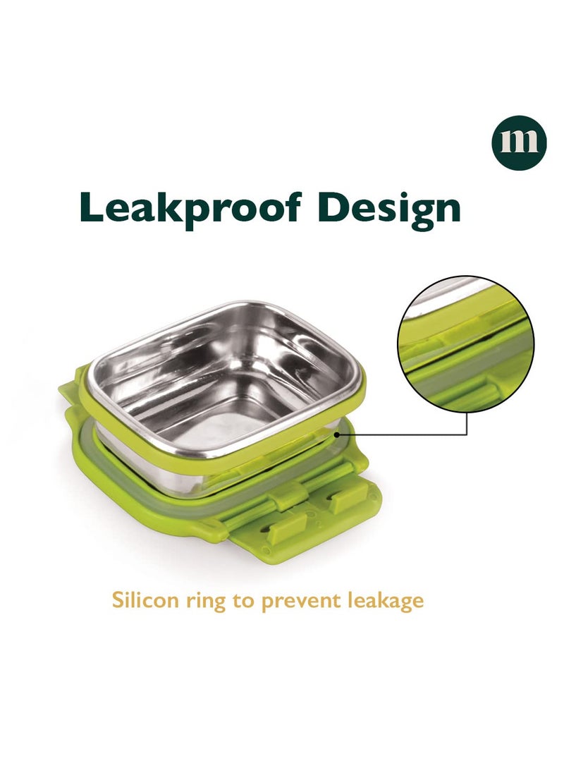MARU Stainless Steel Lunch Box for Office and School, Durable, Stylish, & Perfect Tiffin Box for Men, Women, and Kids – Ideal Clip for Daily Use, (Green Colour)