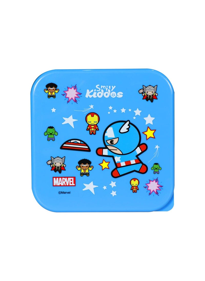 Smily Kiddos Marvel Avengers 4 in 1 Lunch Box (Blue) Microwave Safe Food Storage Lunch Box Freezer & Dishwasher Safe Removable Compartment Food Containers