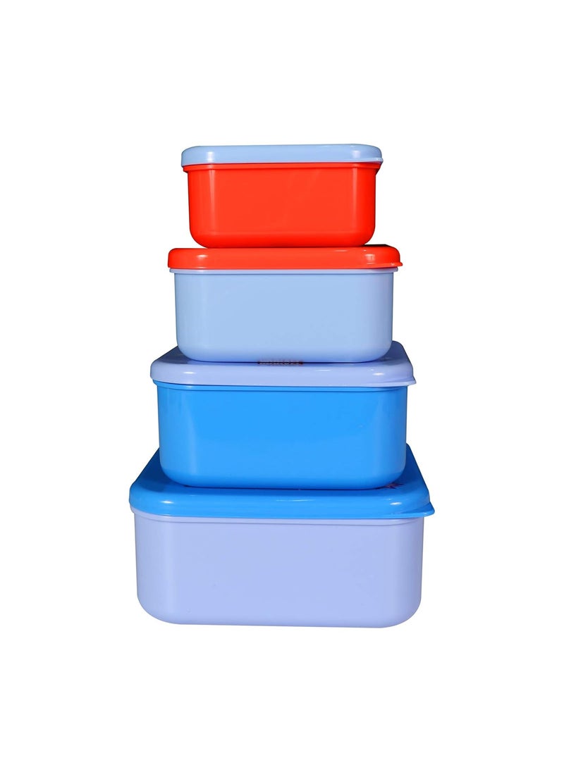 Smily Kiddos Marvel Avengers 4 in 1 Lunch Box (Blue) Microwave Safe Food Storage Lunch Box Freezer & Dishwasher Safe Removable Compartment Food Containers