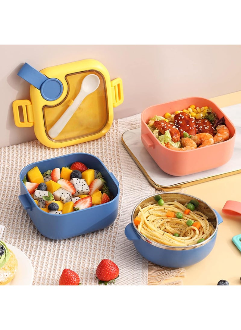 wolpin 1 Pc Lunch Box for Kids with Spoon & Scissor Leak Proof Tiffin Box for Boys, Girls, School & Office, Lunch Box for Kids Microwave Safe, Cartoon 800 ML Blue (Food Grade PP Plastic)