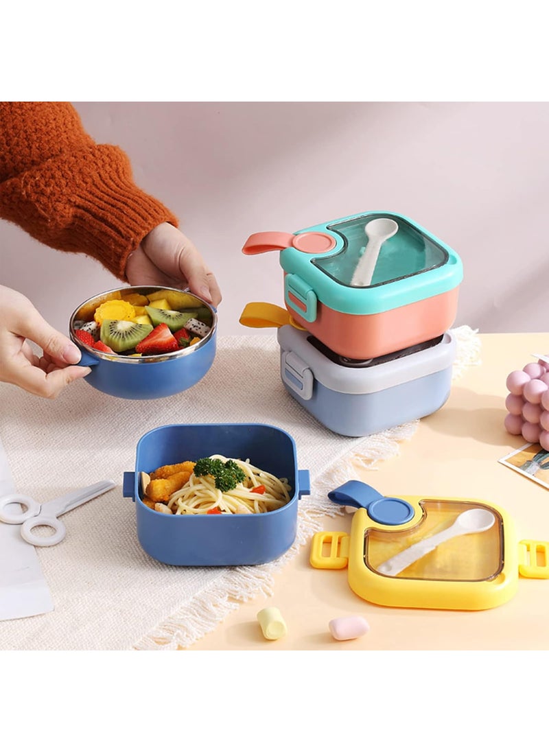 wolpin 1 Pc Lunch Box for Kids with Spoon & Scissor Leak Proof Tiffin Box for Boys, Girls, School & Office, Lunch Box for Kids Microwave Safe, Cartoon 800 ML Blue (Food Grade PP Plastic)