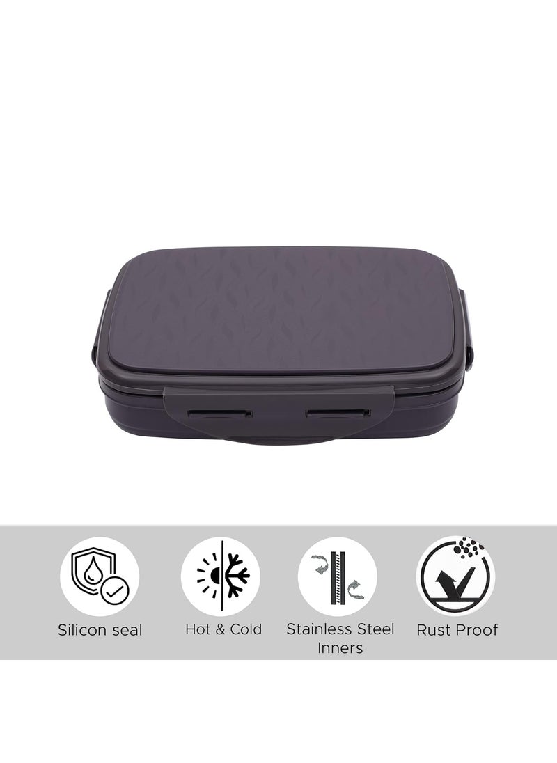 JAYPEE Stainless Steel Insulated Lunch Box Wavesteel Sr. Raider Grey, 500 ml, Airtight Tiffin Box for School Kids |Spillproof with Silicon Seal | BPA Free