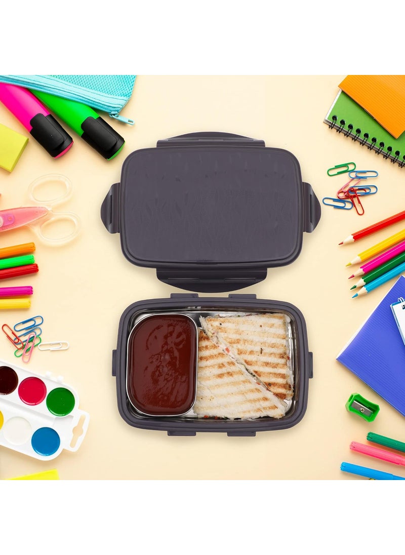 JAYPEE Stainless Steel Insulated Lunch Box Wavesteel Sr. Raider Grey, 500 ml, Airtight Tiffin Box for School Kids |Spillproof with Silicon Seal | BPA Free