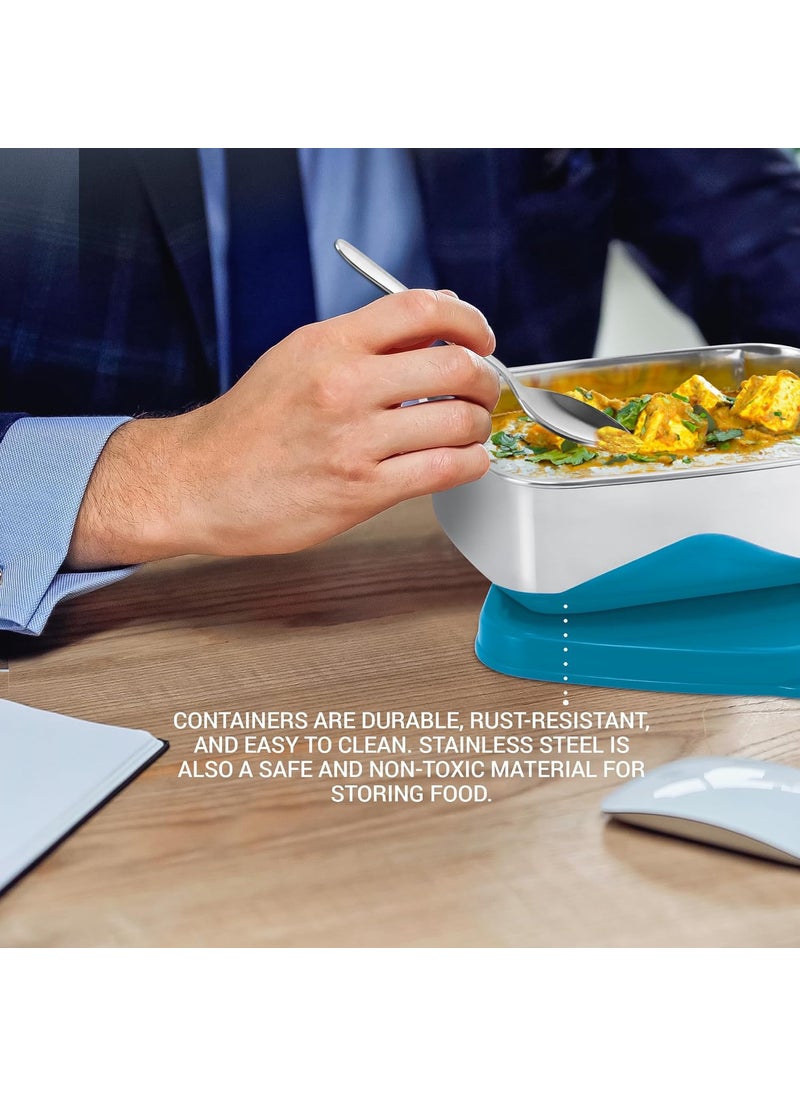 MILTON Steel Pro Lunch Jr. Stainless Steel Container, set of 2 (700ml, 195ml) Blue