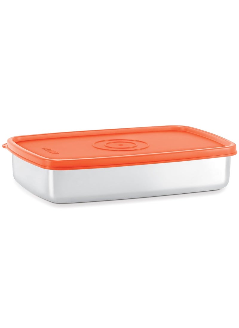 MILTON Steel Pro Rectangular 1000 Stainless Steel Container, 1020 ml, Orange