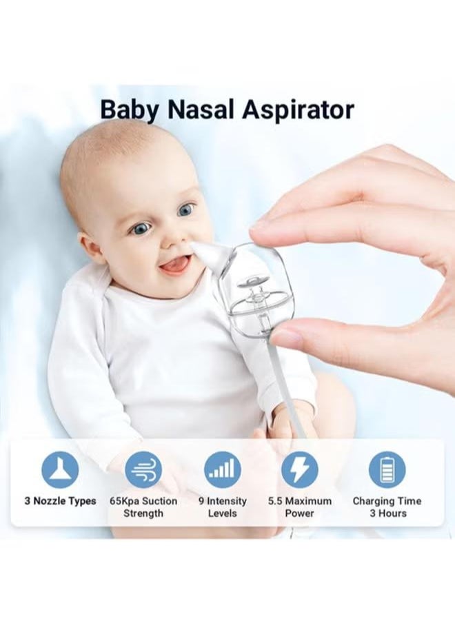 Electric Nasal Aspirator for Baby, Rechargeable Nose Sucker with 9 Levels Suction, Nose Cleaner with Night Light & Music for Infants, Toddlers