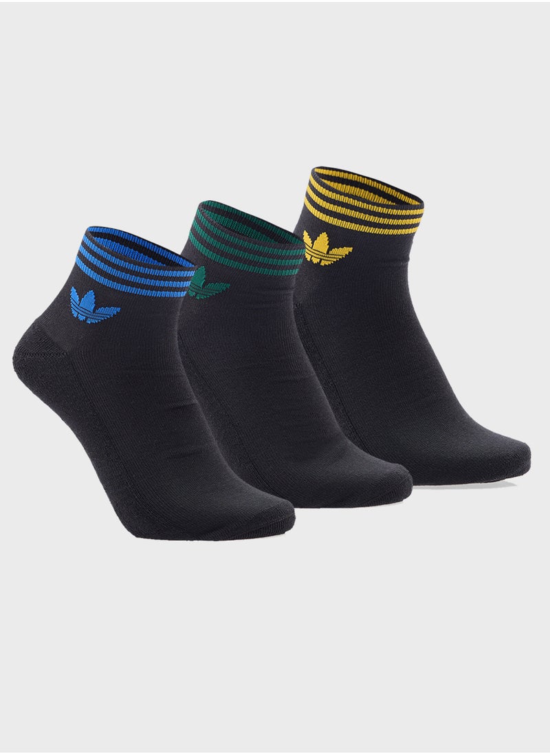 3 Pack Trefoil Ankle Socks