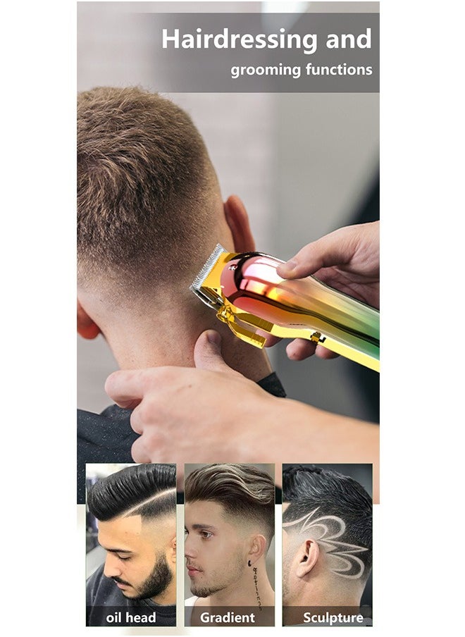 Men'S Hair Trimmer Beard Trimmer Barber Trimmer Professional Rechargeable Wireless Quiet Colorful